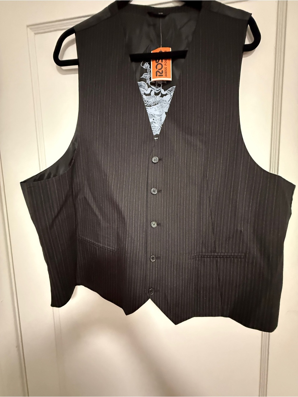 Men's Black Pinstripe Dress Vest 2x